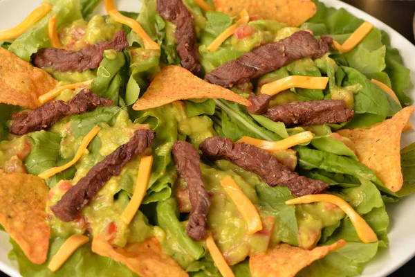 Ensalada Filete Mignon Chips Tortilla — Foto de Stock