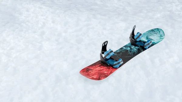 Imagem Snowboard Com Ligações Carbono Que Colocam Neve Branca — Fotografia de Stock