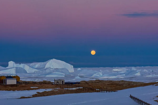 Widok Superksiężyc Antarktydzie Pełnia Księżyca Antarktydzie — Zdjęcie stockowe