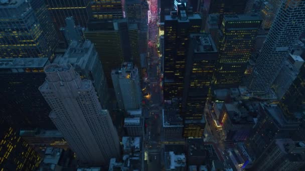 Воздушные Съемки Красивого Нью Йорка Ночью — стоковое видео
