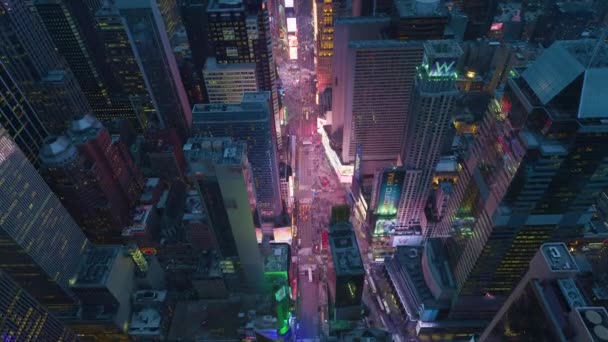 Aerial Footage Times Square New York City Night — Stock Video