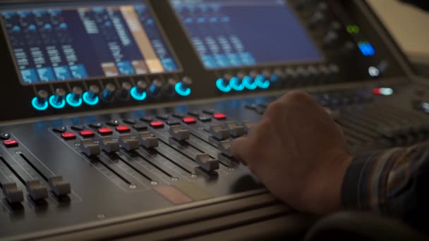 Images Gros Plan Mixeur Moderne Dans Studio Musique — Video