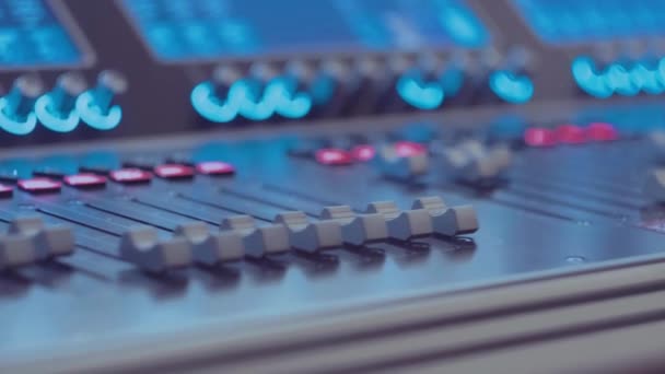 Close Footage Modern Mixer Music Studio — Stock Video