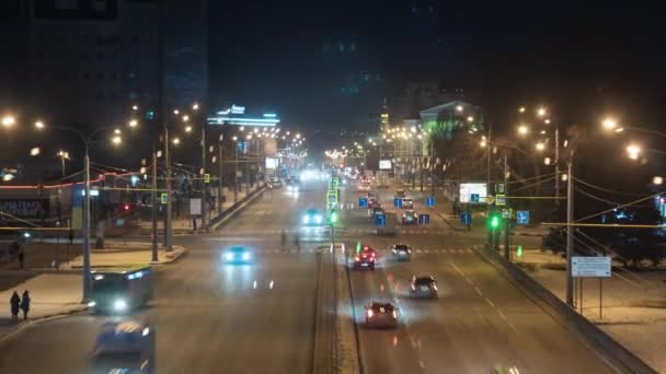 Timelapse Del Tráfico Nocturno Ciudad — Vídeo de stock