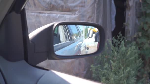 Material Primer Plano Del Retrovisor Lateral Del Coche — Vídeo de stock