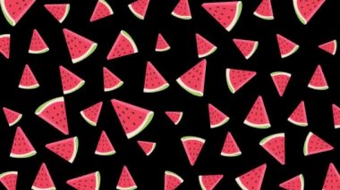 hareketli karpuz dilimleriyle siyah arkaplanda canlandırılmış arkaplan