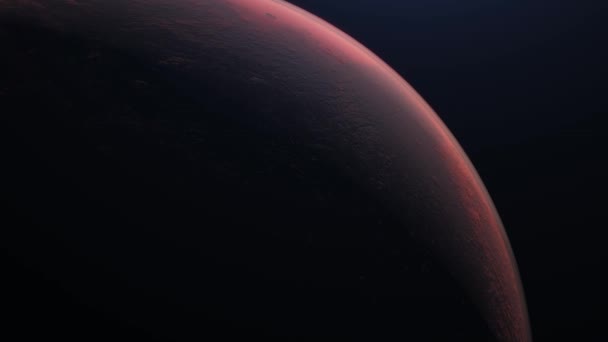 暗い背景の宇宙からの火星惑星の風光明媚な映像 — ストック動画
