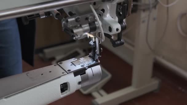 Imagens Close Máquina Costura Profissional Fabricação — Vídeo de Stock