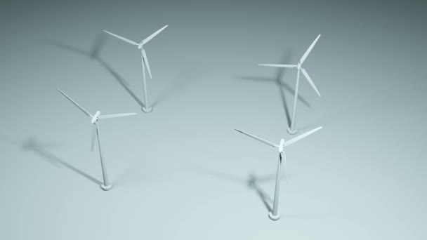 Rendered Footage Group Wind Turbines Grey Surface — Stock Video