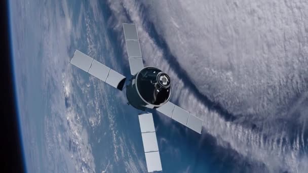 太陽電池パネルを用いた宇宙ステーションの3Dアニメーション — ストック動画
