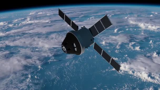Animation 3D de la station spatiale dans l'espace avec des panneaux solaires 