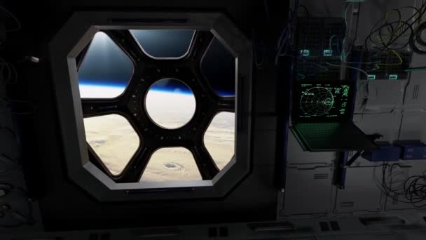 Render International Space Station Interior Enger Korridor Von Iss — Stockvideo