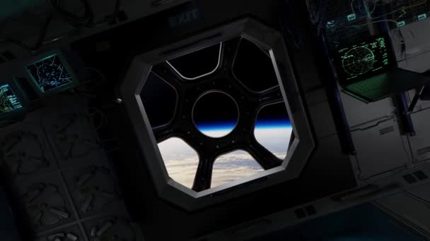 Рендер Міжнародної Космічної Станції Вузький Коридор — стокове відео