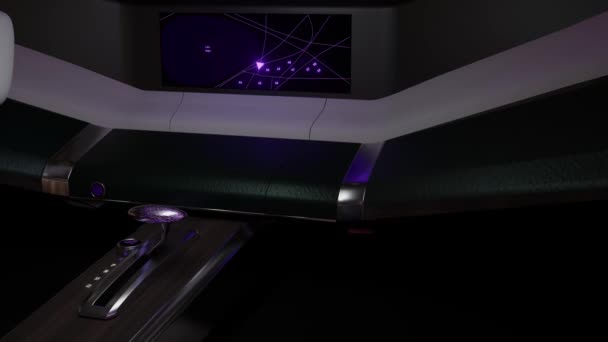 Render Animation Futuristic Car Interior Τον Αυτόματο Πιλότο Που Αναβοσβήνει — Αρχείο Βίντεο