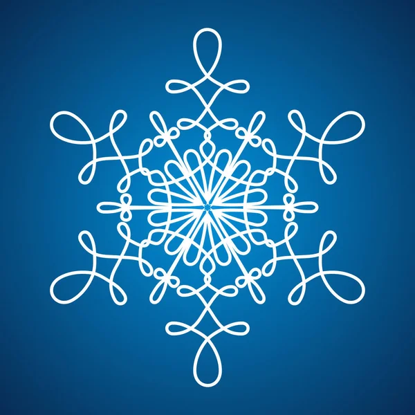Διακοσμημένη νιφάδα χιονιού στο μπλε φόντο — Διανυσματικό Αρχείο