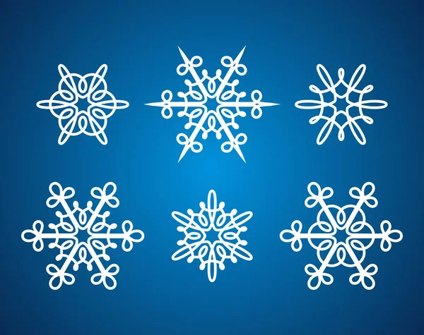 Flocons de neige décorés sur le fond bleu — Image vectorielle