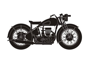Beyaz arka planda siyah motosiklet