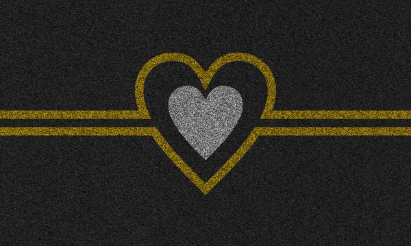 Asphalt background with painted heart — Stock Photo, Image