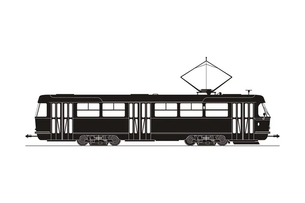 Schwarze Straßenbahnsilhouette — Stockvektor