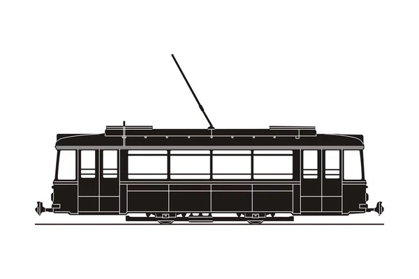 Чорний трамвай силует — стоковий вектор