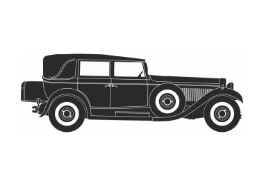 simge retro araba beyaz arka plan üzerinde siyah