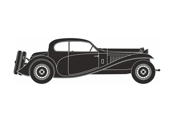 Icono retro coche negro sobre el fondo blanco — Vector de stock