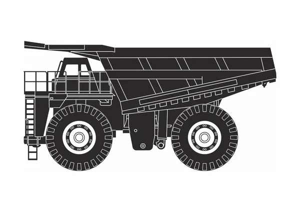 Camión volquete negro sobre el fondo blanco — Archivo Imágenes Vectoriales