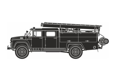 Beyaz arka planda siyah itfaiye 