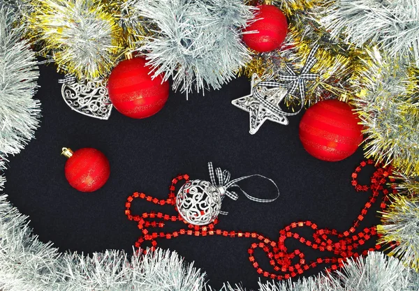 Fondo Con Bolas Navidad Diferentes Elementos Decorativos — Foto de Stock