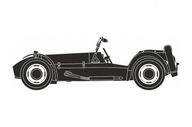 Beyaz arka planda siyah sportcar silueti