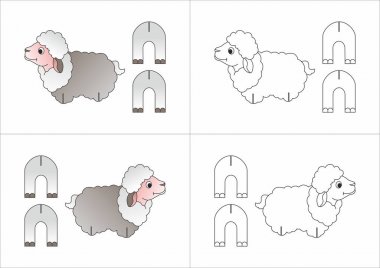 Şablon oyuncak koyun kağıttan yapılmış