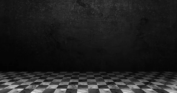 Empty Interior Stage Black White Chess Floor — Stock Photo, Image