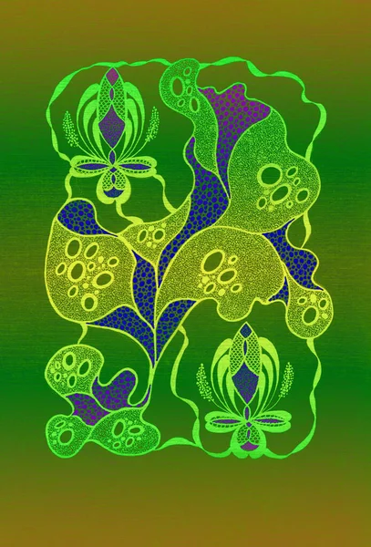 Рисование Стилизованными Растениями Листе Бумаги — стоковое фото