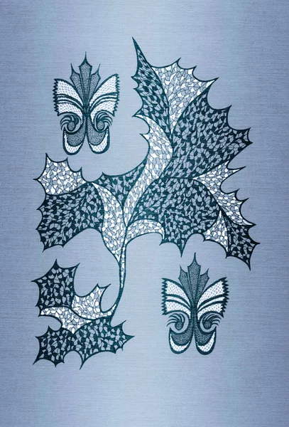 Рисование Стилизованными Растениями Листе Бумаги — стоковое фото