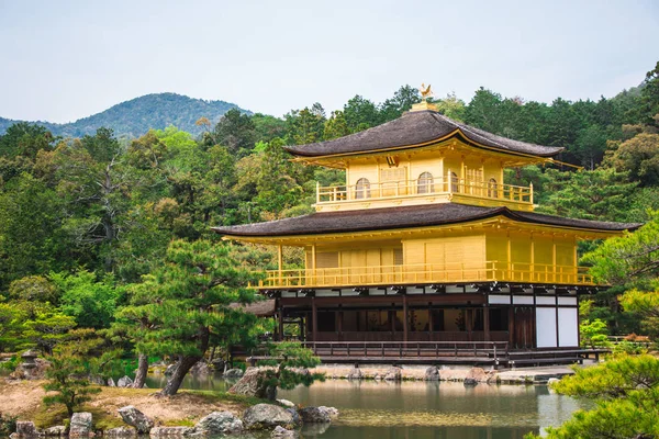 Um templo dourado, Kinkaku-ji, em Kyoto, Japão Fotografias De Stock Royalty-Free