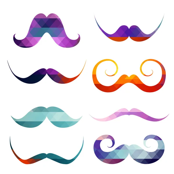 Moustache colorée icônes ensemble — Image vectorielle