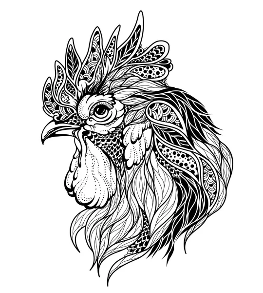 Roosters head tattoo — Stock Vector