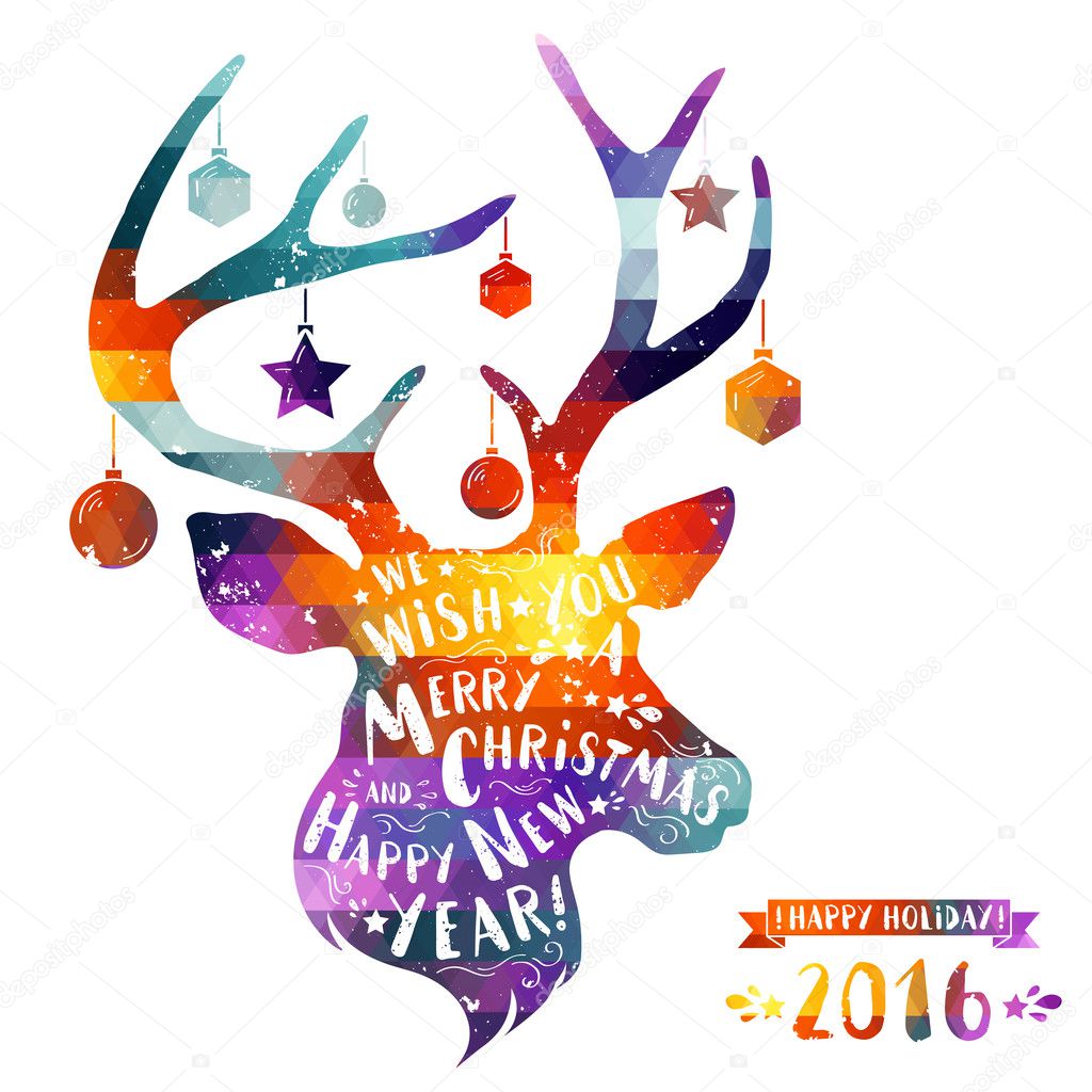 Download Textured christmas deer head with text — Stock Vector ...