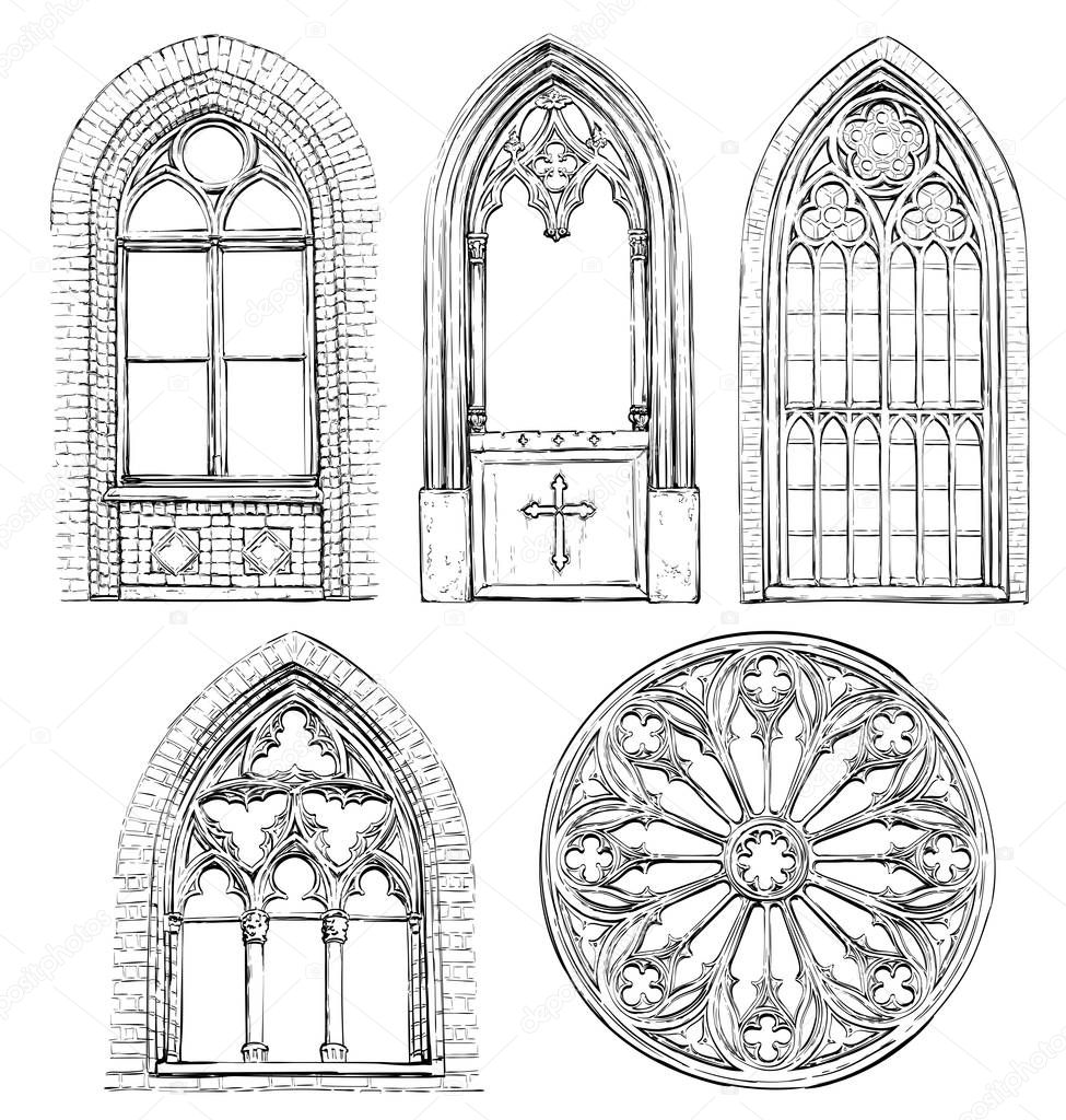 Collection of hand drawn vintage doors