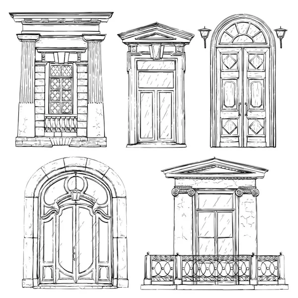 Samling av vintage dörrar — Stock vektor