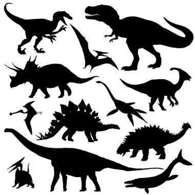 Dinozorlar siluetleri seti