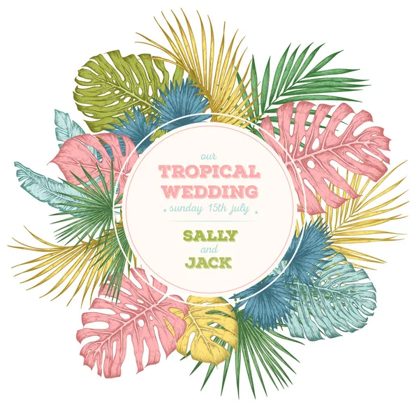 Tropische Hochzeitskarte — Stockvektor