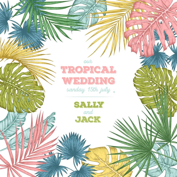 Tropische Hochzeitskarte — Stockvektor
