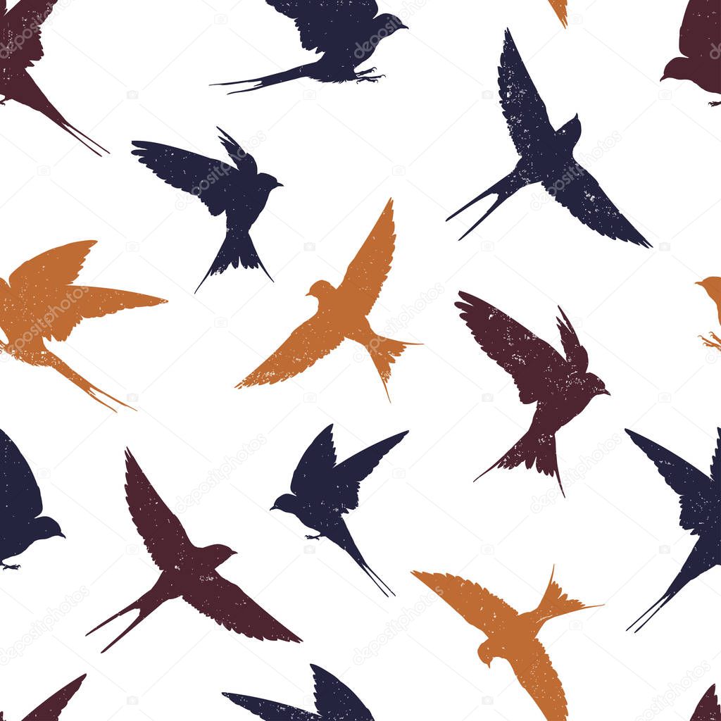 Seamless pattern with swallows
