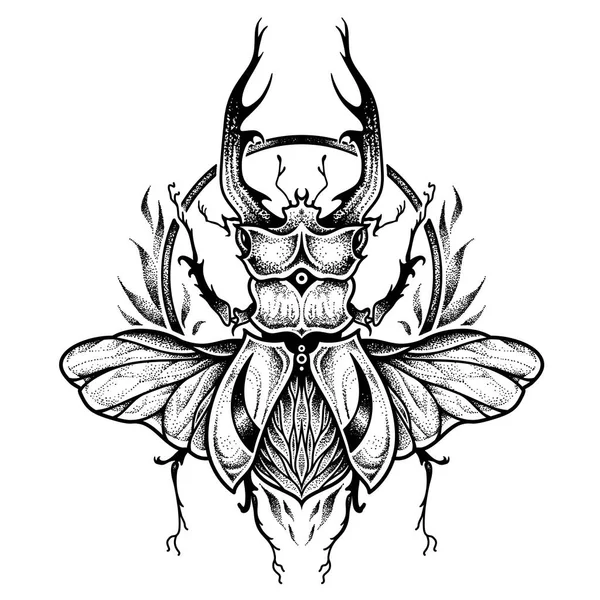Hirschkäfer Tattoo. psychedelisch — Stockvektor © Diana_Pryadieva 89274672