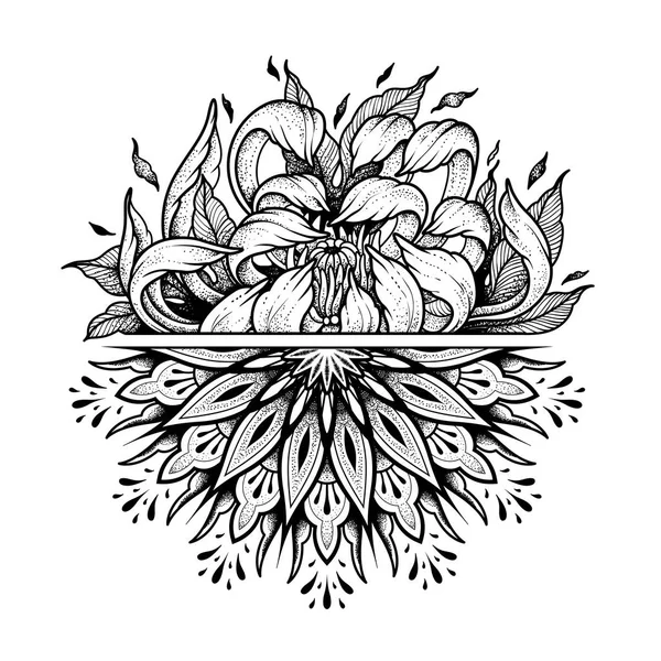 Квіткова Мандала Вінтажний Декоративний Елемент Сторінка Розмальовки — стоковий вектор