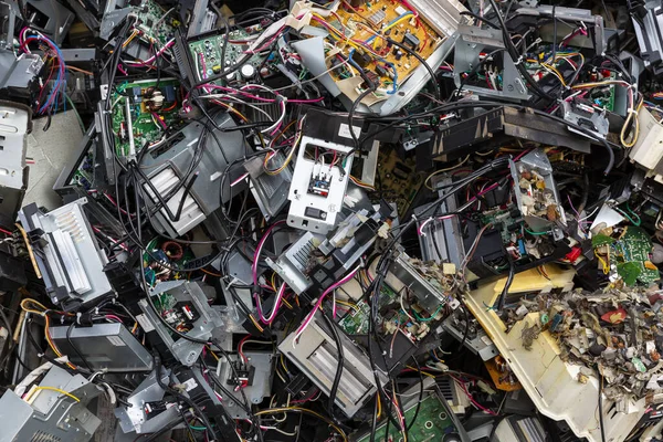 Industrial waste piled up like a pile of computers and electric appliances