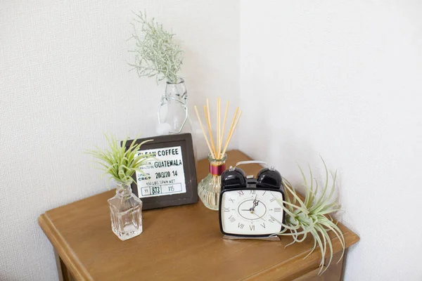 the alarm clock installed as interior decoration in the room