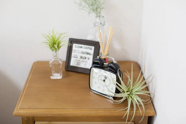 the alarm clock installed as interior decoration in the room