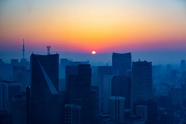 Tokyo Cityscape Sunrise Time Dawn Sky Shines — Stock Photo, Image